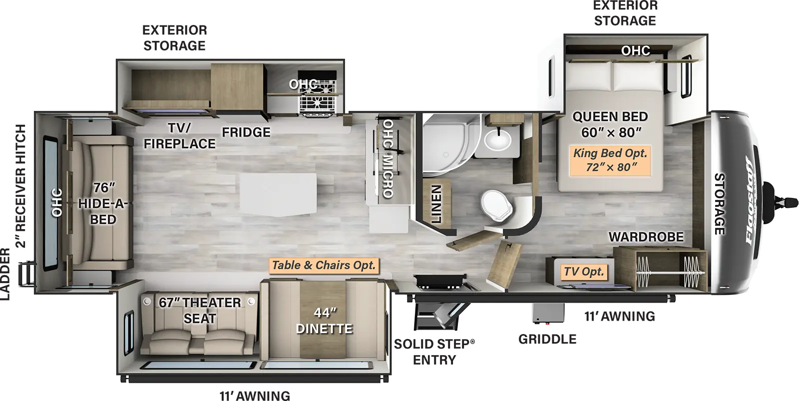 Flagstaff Super Lite Travel Trailers 29RLBS Floorplan